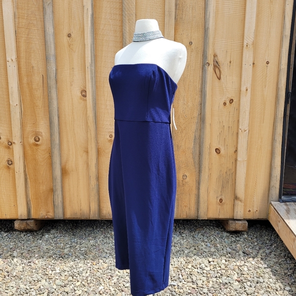 Strapless Dress with Rhinestone Choker Collar - Picture 1 of 8